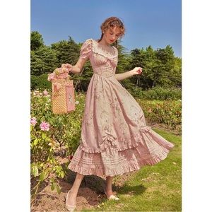 Lacemade Pink Floral Midi Dress